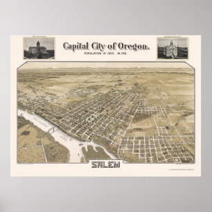 Salem, OR Panoramic Map - 1905 Poster