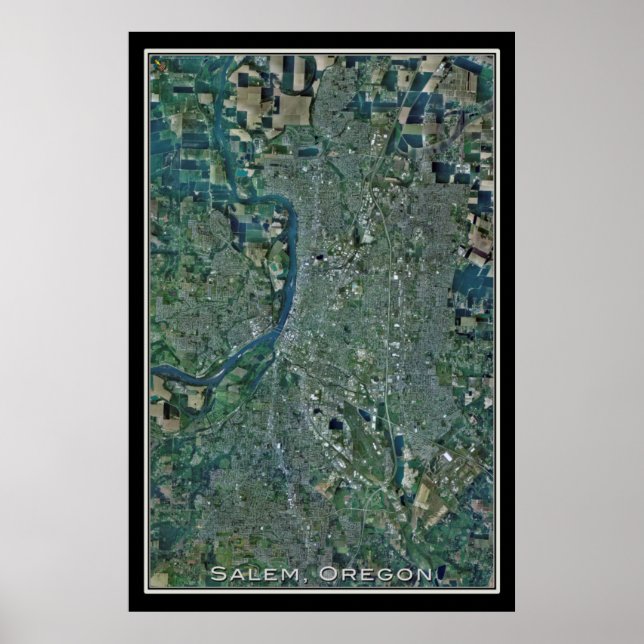 Salem Oregon Satellite Poster Map (Front)