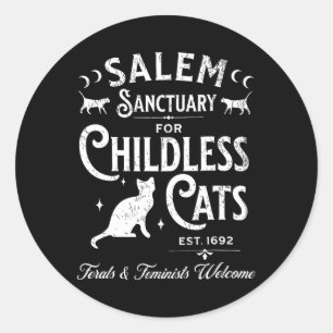 Salem Sanctuary Childless Cat Vintage Witchy Femin Classic Round Sticker
