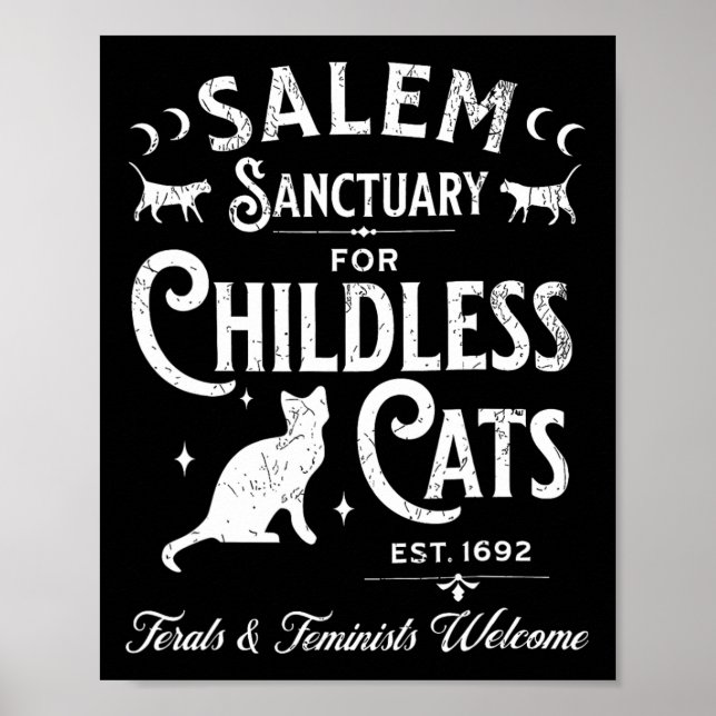 Salem Sanctuary Childless Cat Vintage Witchy Femin Poster (Front)