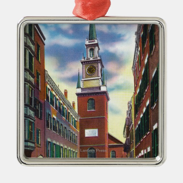 Salem Street View of Old North Church Bldg Metal Ornament (Front)