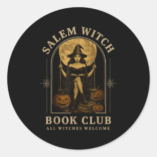 Salem Witch Book Club Bookish Halloween Full Moon  Classic Round Sticker