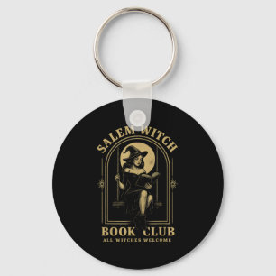 Salem Witch Book Club Bookish Halloween Full Moon Key Ring