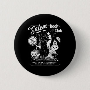 Salem Witch Book Club Bookish Retro Halloween Blac 6 Cm Round Badge