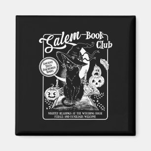 Salem Witch Book Club Bookish Retro Halloween Blac Magnet