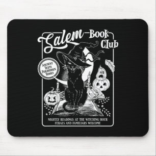 Salem Witch Book Club Bookish Retro Halloween Blac Mouse Pad