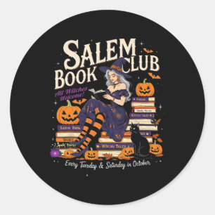 Salem Witch Book Club Halloween Reading Book Lover Classic Round Sticker
