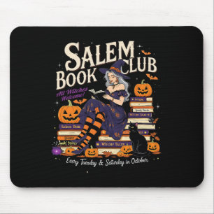 Salem Witch Book Club Halloween Reading Book Lover Mouse Pad