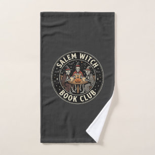 Salem Witch Book Club Halloween Skeleton Design_1 Hand Towel