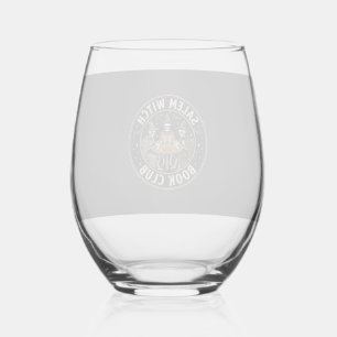 Salem Witch Book Club Halloween Skeleton Design_1 Stemless Wine Glass