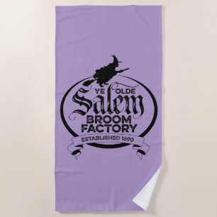 Salem Witch Broom Factory – funny vintage gothic Beach Towel