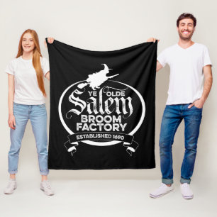 Salem Witch Broom Factory – funny vintage gothic Fleece Blanket