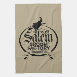 Salem Witch Broom Factory – funny vintage gothic Tea Towel