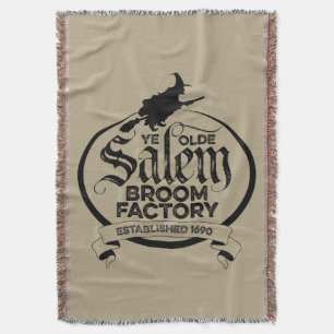 Salem Witch Broom Factory – funny vintage gothic Throw Blanket
