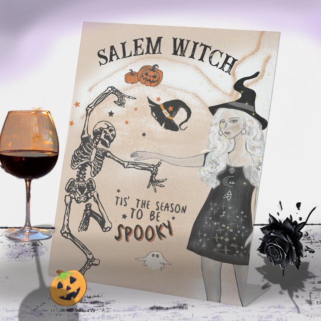 Salem Witch dancing with SKeleton Bar Sign (Salem Witch dancing with SKeleton Bar Sign)