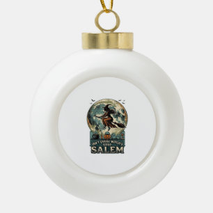 Salem Witch Shirt Vintage Engraving Spooky Humour Ceramic Ball Christmas Ornament