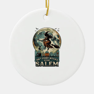 Salem Witch Shirt Vintage Engraving Spooky Humour Ceramic Ornament