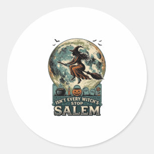 Salem Witch Shirt Vintage Engraving Spooky Humour Classic Round Sticker