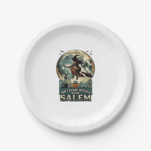 Salem Witch Shirt Vintage Engraving Spooky Humour Paper Plate