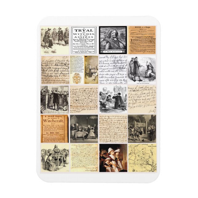 Salem Witch Trials letters documents collage art Magnet (Vertical)