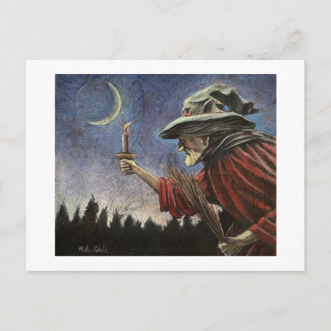 Salem Witch under the Moon Postcard (Front)