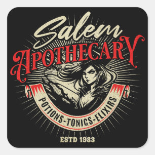 Salem Witch Vintage Apothecary Square Sticker