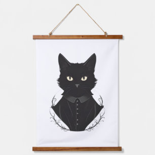 Salem's Enchanted Black Cat Hanging Tapestry
