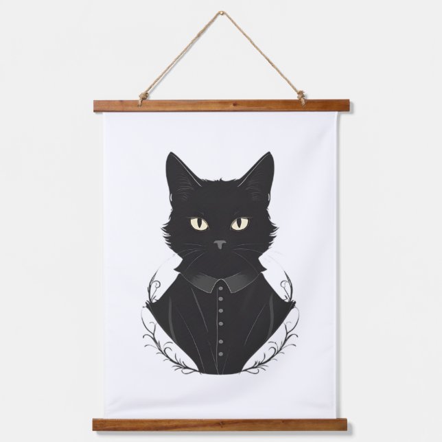 Salem's Enchanted Black Cat Hanging Tapestry (Front)