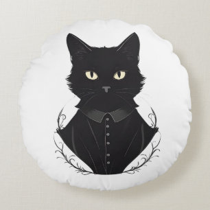 Salem's Enchanted Black Cat Round Cushion