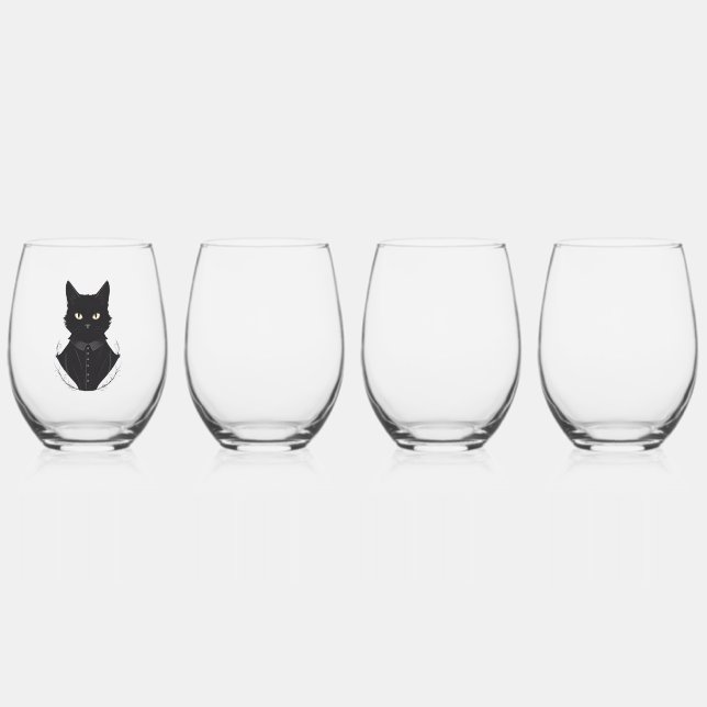 Salem's Enchanted Black Cat Stemless Wine Glass (Front)