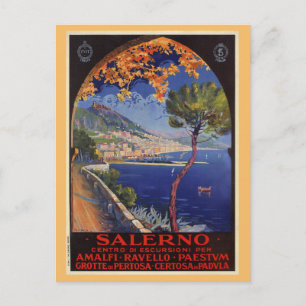 Salerno Italy vintage summer travel ad Postcard