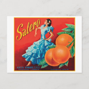 Salero Vintage Crate Label - Dancer Postcard