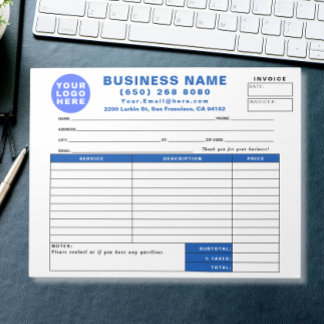 Sales Invoice Form Custom Printed with Your Info Notepad