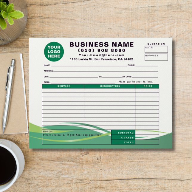 Sales Receipt Quotation Invoice Service Form Custom Letterhead (Creator Uploaded)