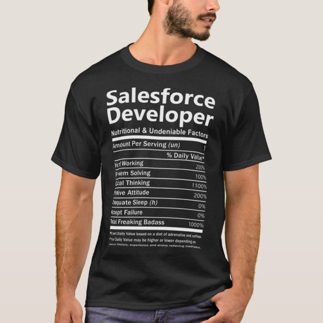 Salesforce Developer T Shirt - Nutritional And Und (Front)