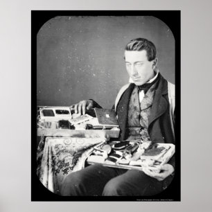 Salesman Displaying His Wares Daguerreotype 1852 Poster