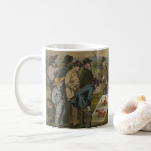 Salesman In Field With Farmer Selling Farm Machine Coffee Mug