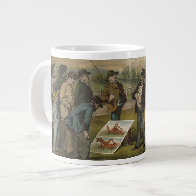 Salesman In Field With Farmer Selling Farm Machine Large Coffee Mug (Front Left)