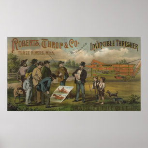 Salesman In Field With Farmer Selling Farm Machine Poster