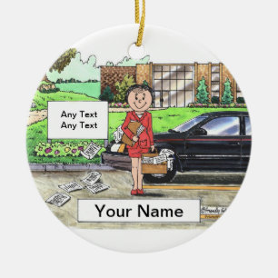 Salesperson Female Ceramic Ornament