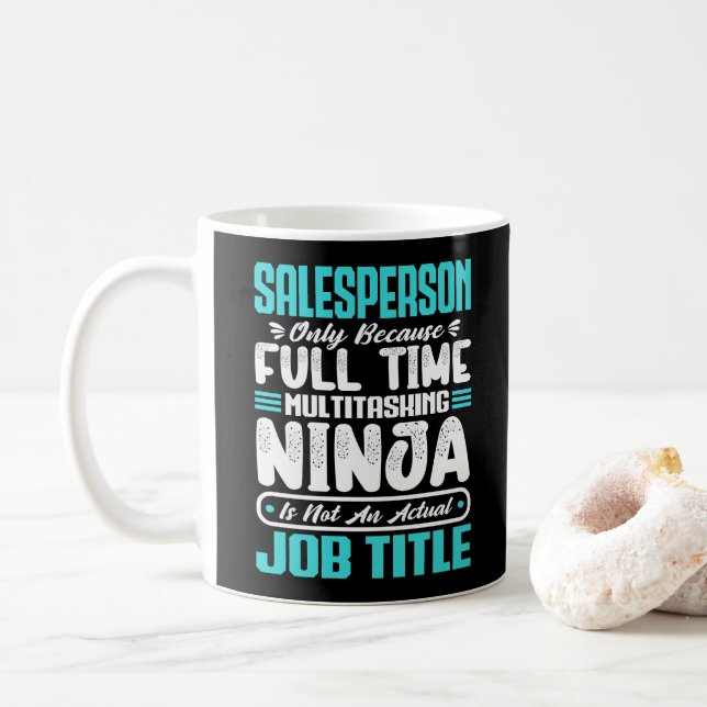 Salesperson Job Title Profession Funny Salesperson Coffee Mug (With Donut)