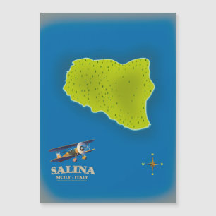 Salina, Sicily map travel poster map