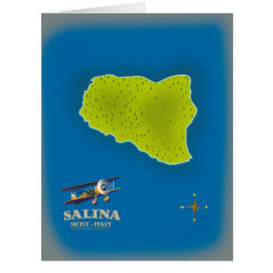 Salina, Sicily map travel poster map