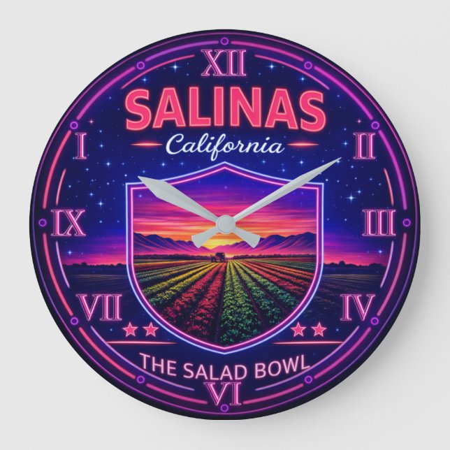 Salinas California Farmland  Large Clock (Front)
