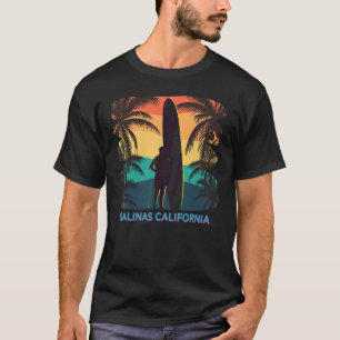 Salinas California Palm Tree Surfboard Surfer Surf T-Shirt
