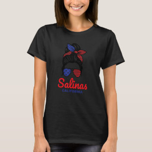 Salinas California Retro Messy Bun T-Shirt