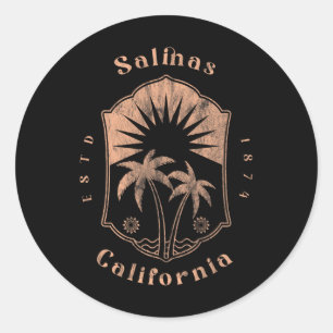 Salinas California Retro Surfer Vintage Beach  Classic Round Sticker
