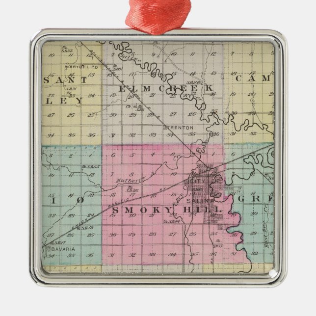 Saline County, Kansas Metal Tree Decoration (Front)