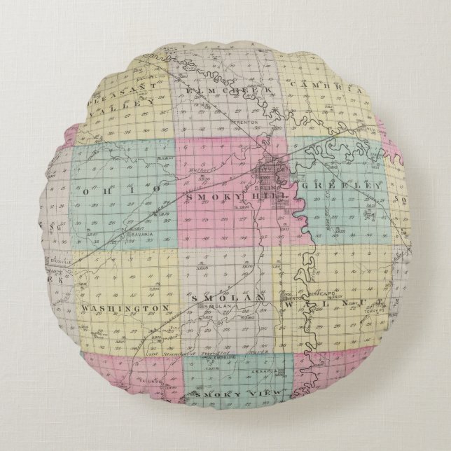 Saline County, Kansas Round Cushion (Front)