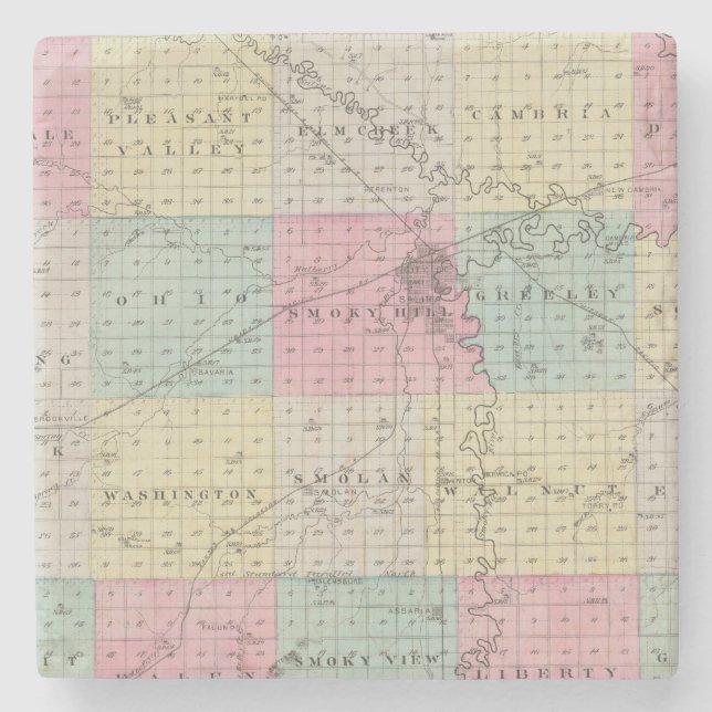 Saline County, Kansas Stone Coaster (Front)